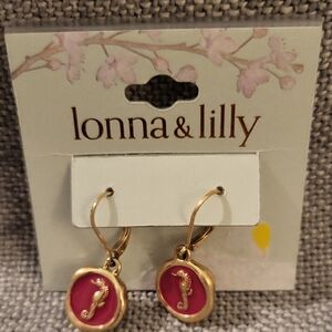 Lonna & Lilly Pink And Gold Seahorse Leverback Earrings
